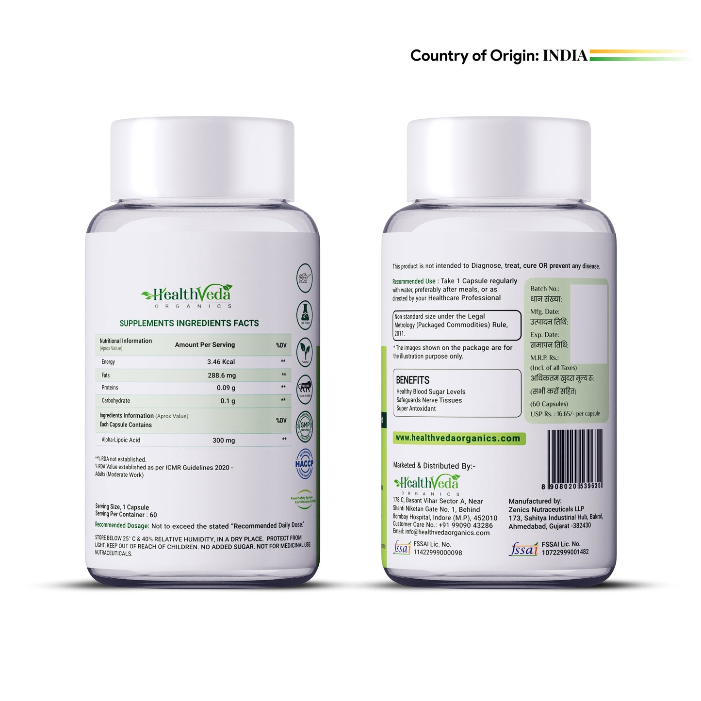 Health Veda Organics Alpha Lipoic Acid Capsules