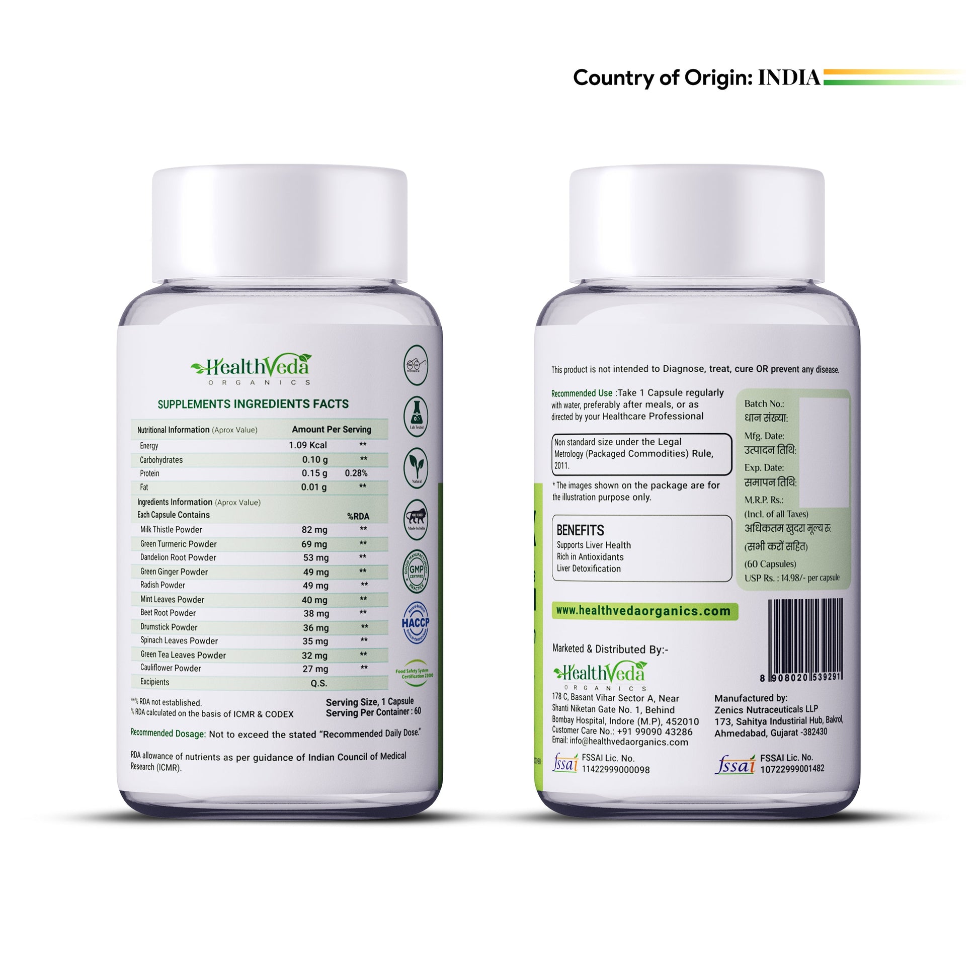 Health Veda Organics Plant Based Liver Detox Capsules