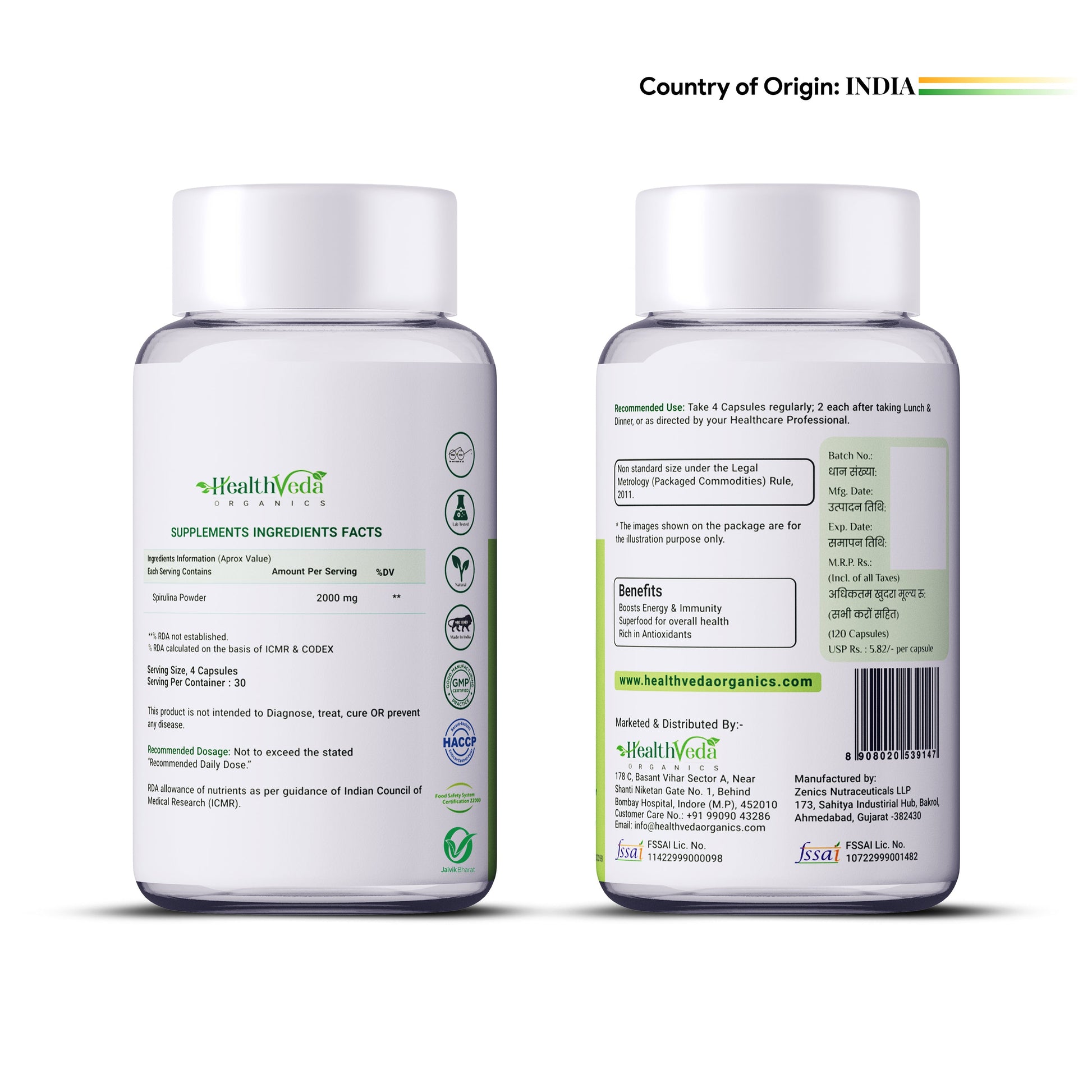 Health Veda Organics Spirulina Capsules