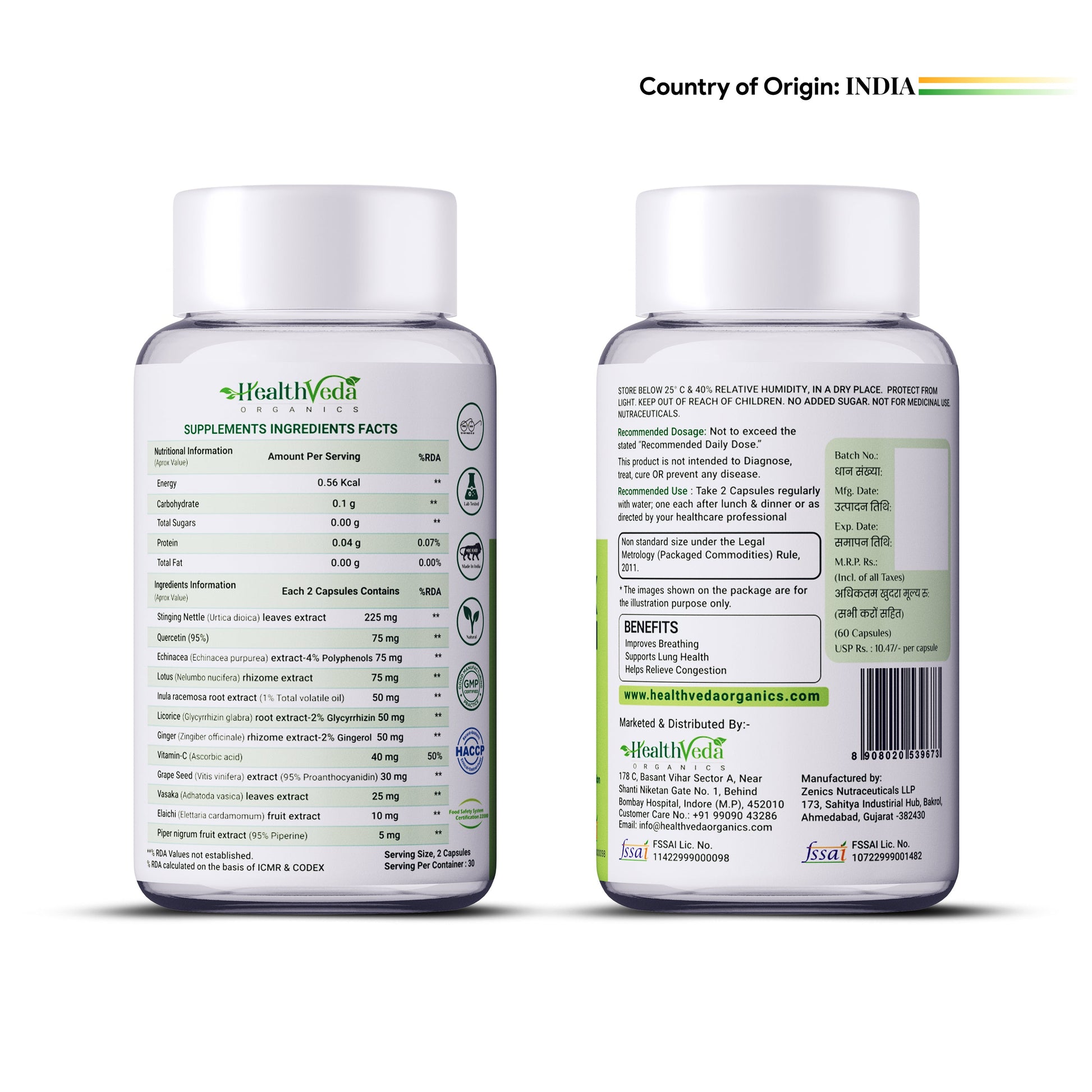 Health Veda Organics Lung Detox Veg Capsules