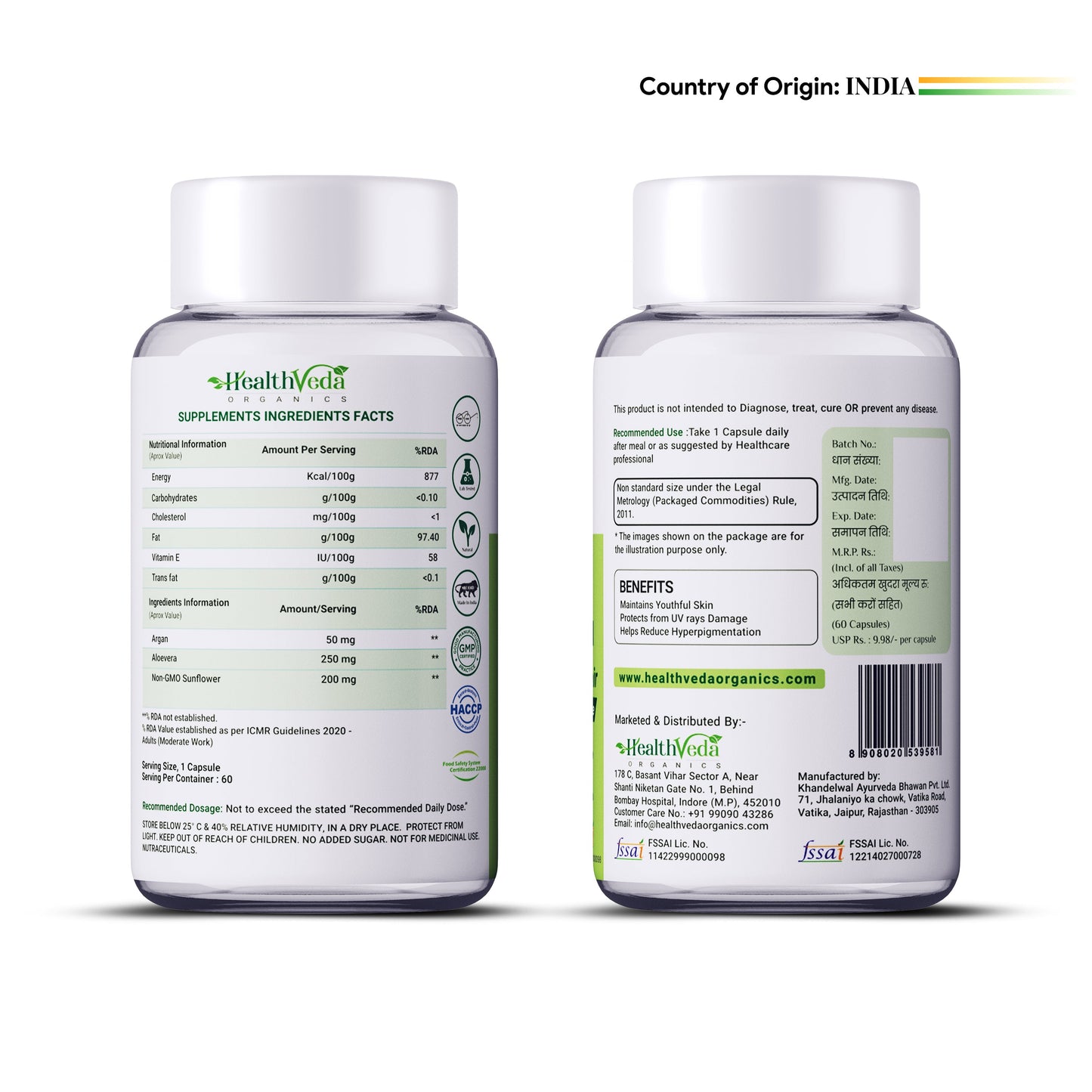 Health Veda Organics Vitamin E Capsules