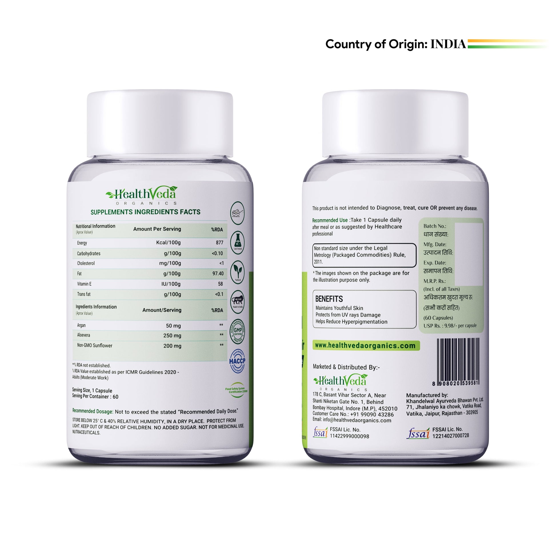 Health Veda Organics Vitamin E Capsules