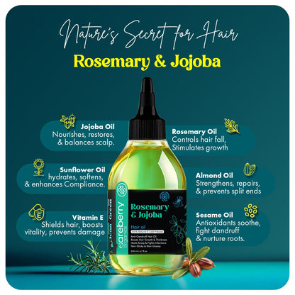 Careberry 100% Organic Rosemary & Jojoba Anti Dandruff Hair Oil