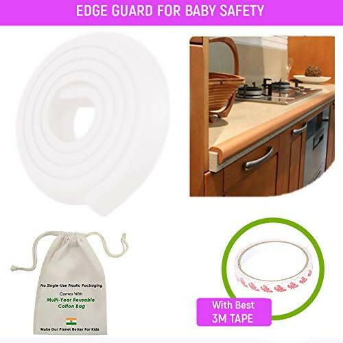 Buy Safe-O-Kid Unique High Density L-Shaped 2 Mtr Long Mini 4 Edge Guard With 16 Corner Cushions - Cream from DrMediCart, Ship from India to USA