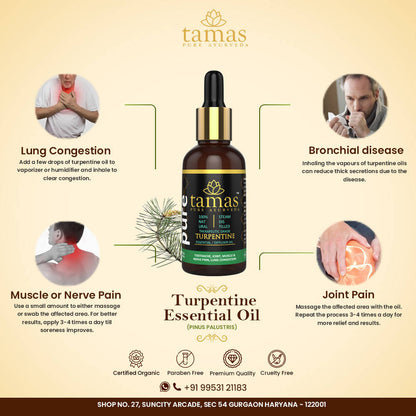 Buy Tamas Pure Ayurveda 100% Natural Turpentine Pinus Palustris Oil 30ml from DrMediCart, Ship from India to USA