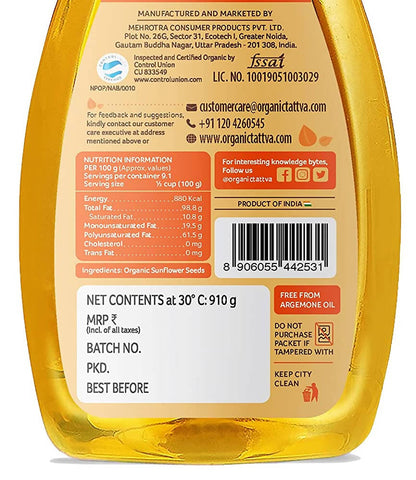 Organic Tattva Sunflower Oil