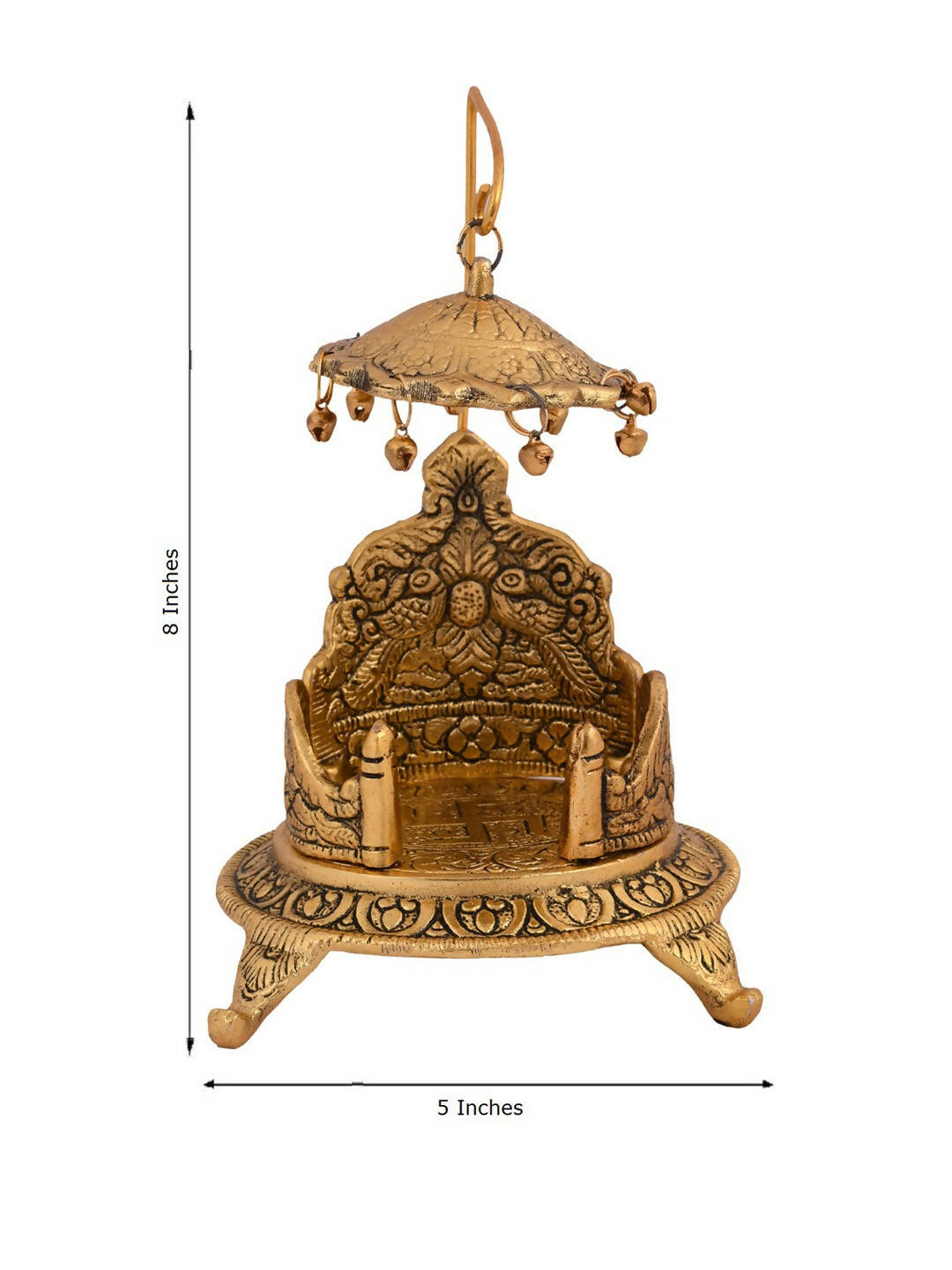 CraftVatika Gold-Polished Ladoo Gopal Singhasan/Pooja Chowki Showpiece