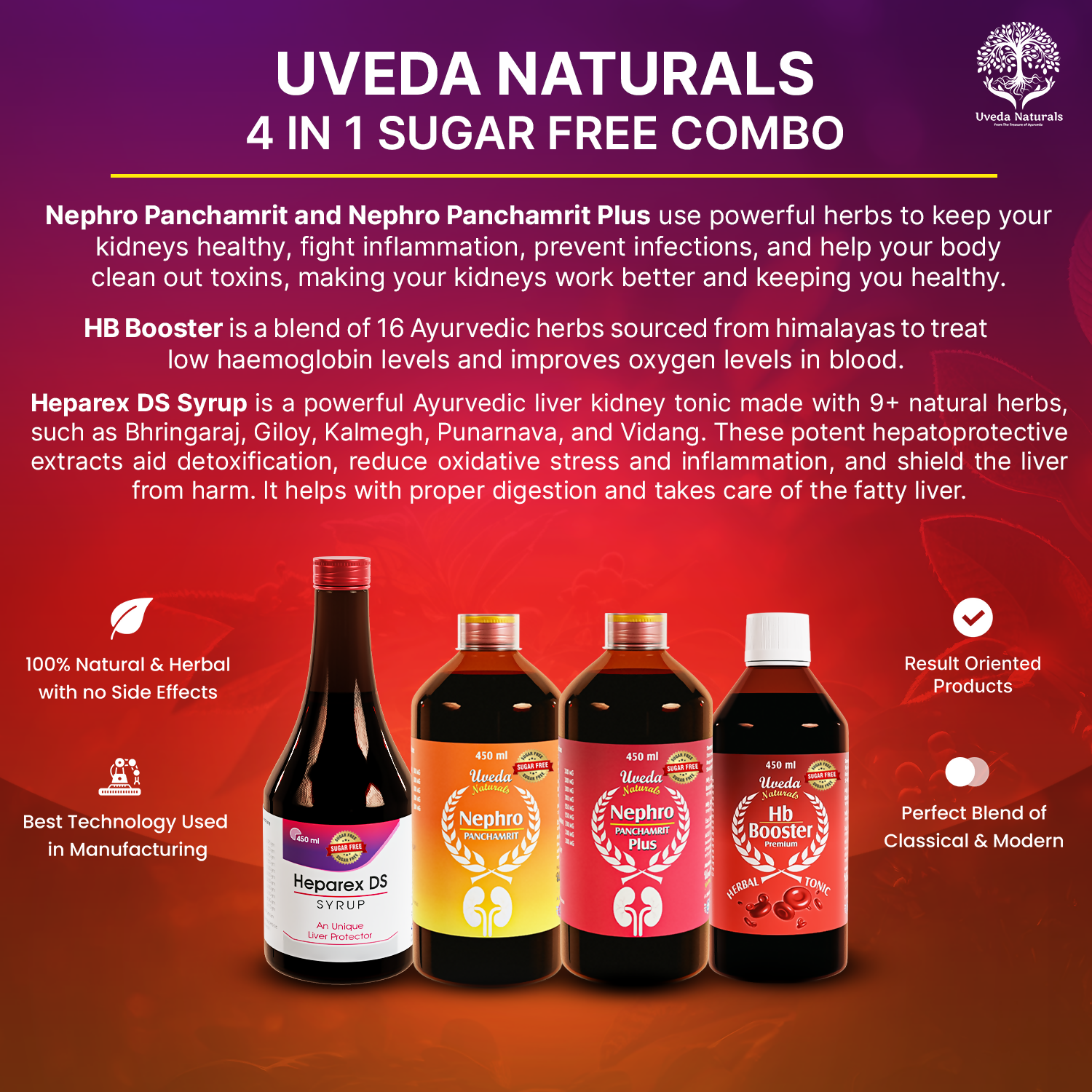 Uveda Naturals 4-in-1 Sugar Free Combo
