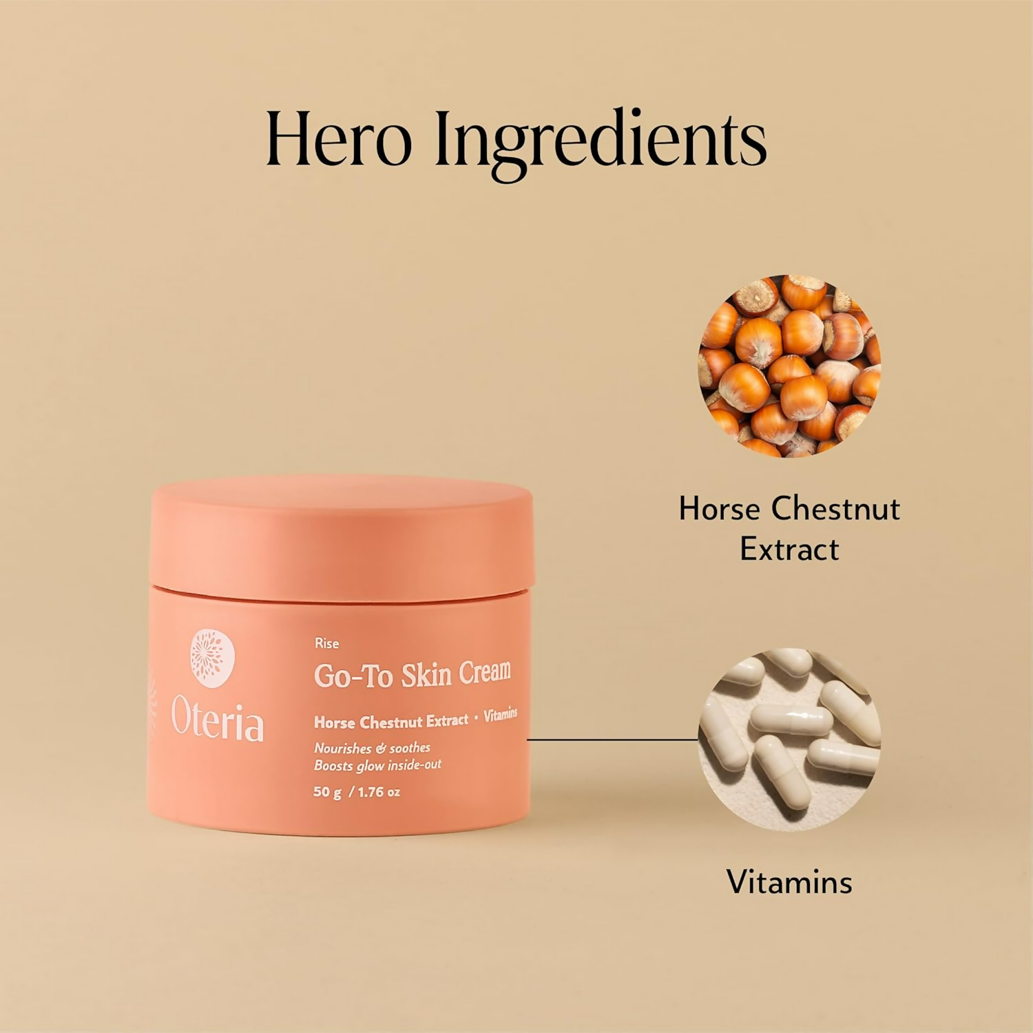 Oteria Go-To Skin Cream Vitamin A & E With Horse Chestnut Seed Extract For Glowing Skin