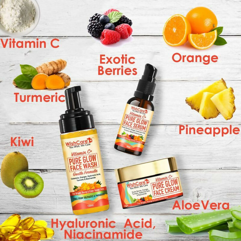 Wishcare Pure Glow Vitamin C Face Kit - For Bright & Young Skin With Hyaluronic Acid & Niacinamide