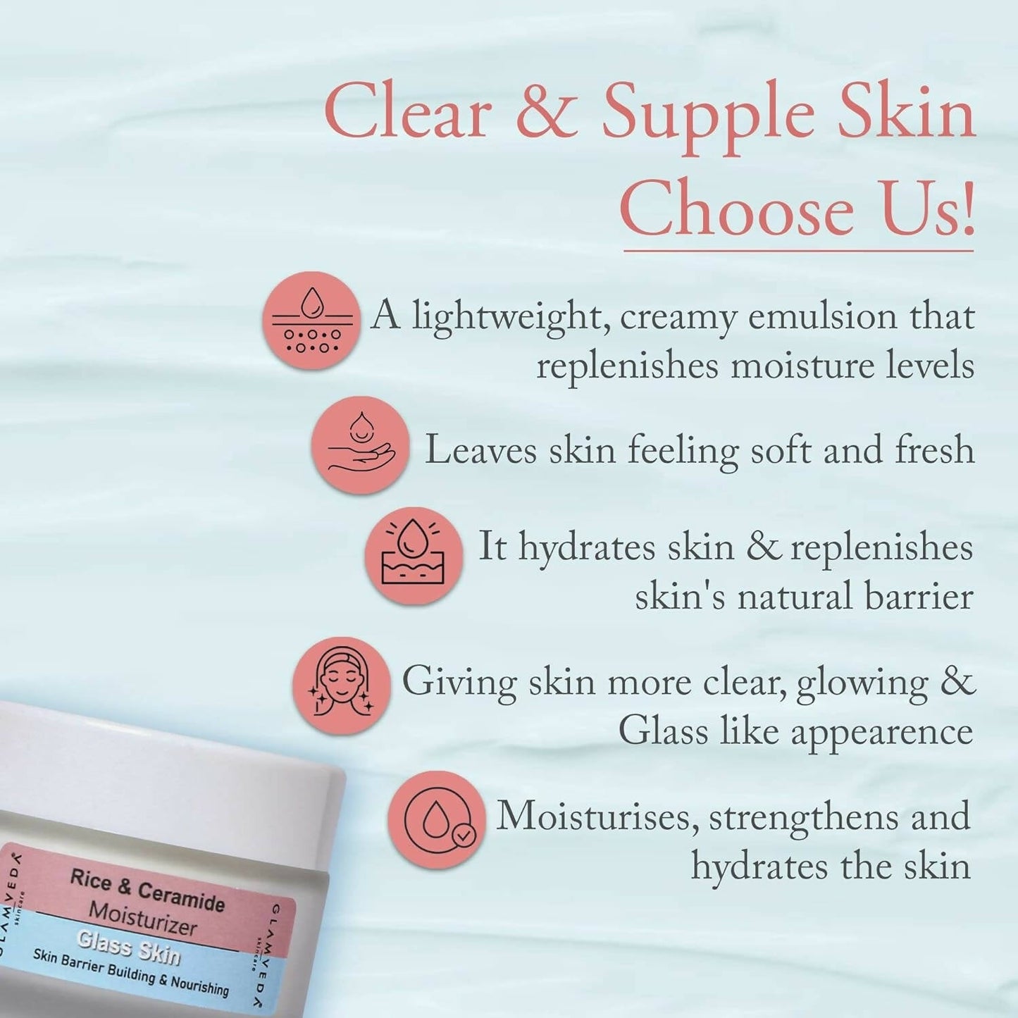 Glamveda Korean Glass Skin Rice & Ceramide Moisturizer