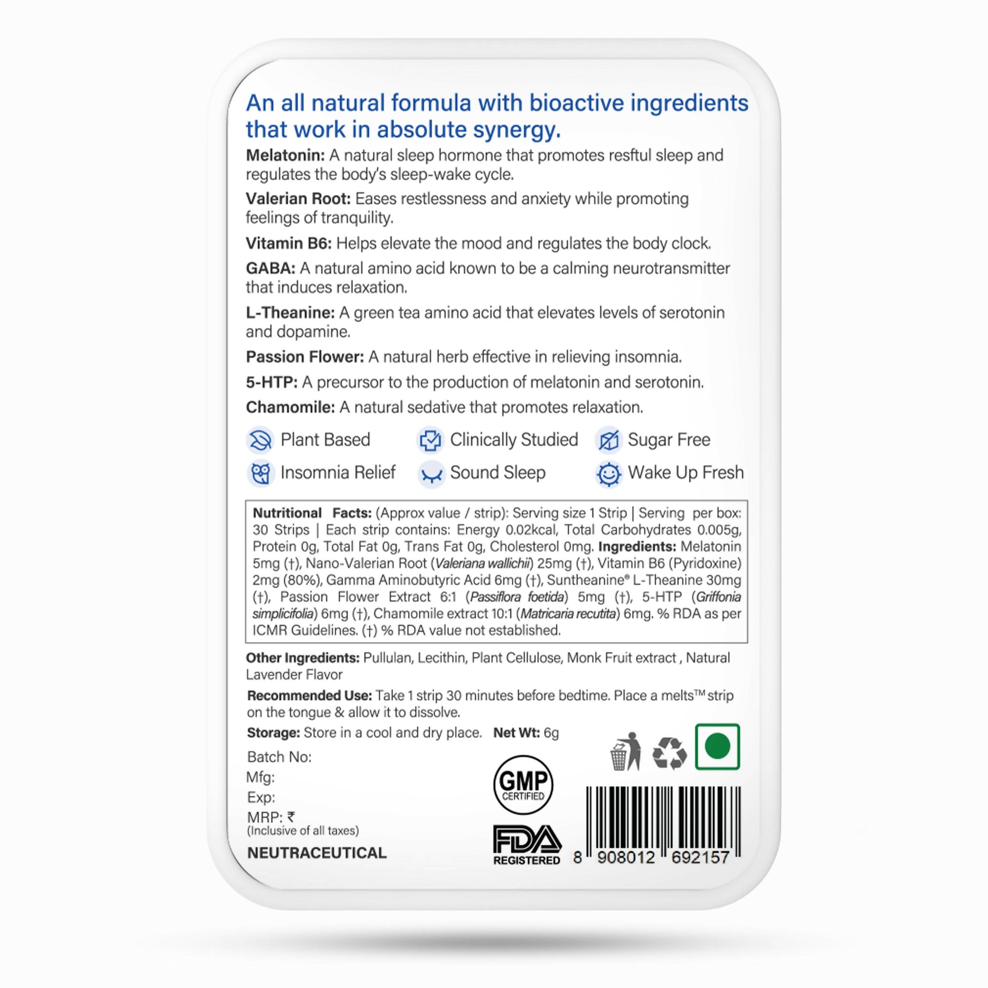 Wellbeing Nutrition Melts Restful Sleep Oral Strips-Calming Chamomile Lavender Flavor - Drmedicart