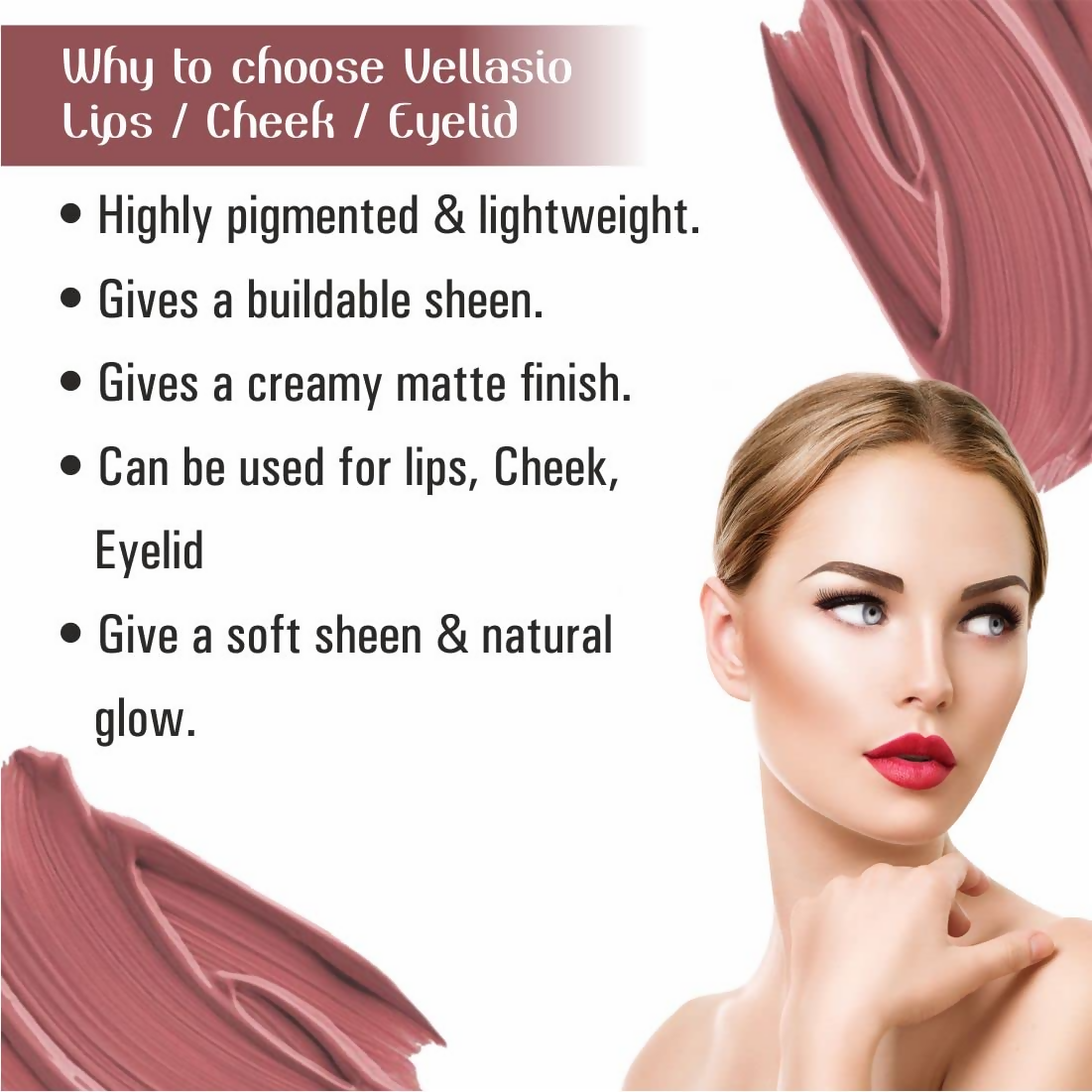 Vellasio Vegan Lip and cheek tint - Total brown