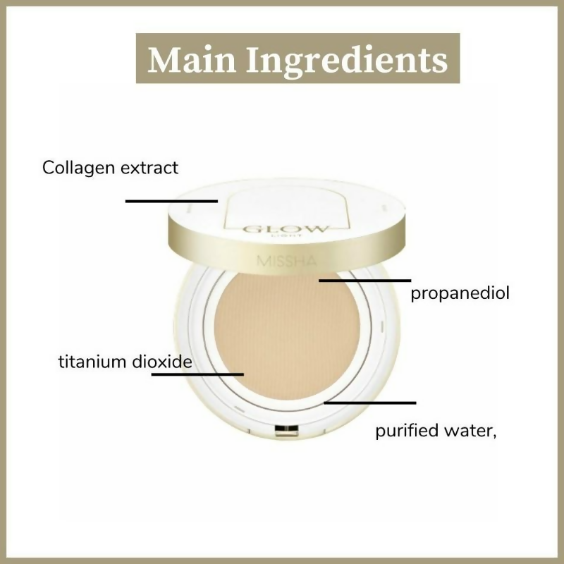 Missha Glow Cushion Light No.21N Vanilla SPF 37 PA+++