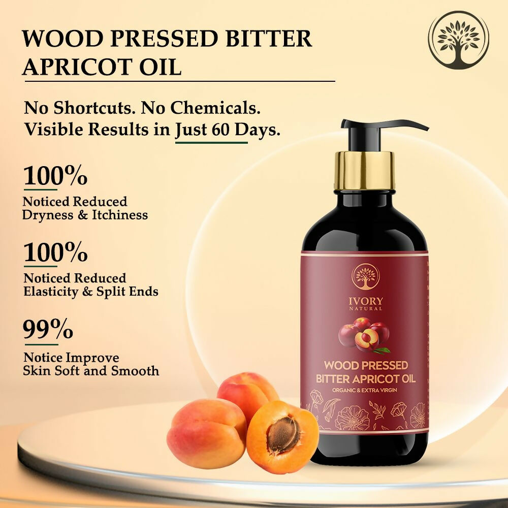 Buy Ivory Natural Wood Pressed Bitter Apricot Oil Organic & Extra Virgin For Deep Moisturization, Gentle Hydration, And Youthful Glow from DrMediCart, Ship from India to USA