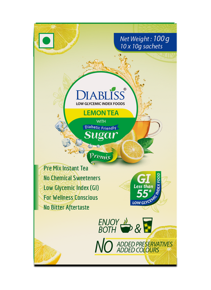Diabliss Herbal Lemon Tea Sachets With Diabetic Friendly Sugar