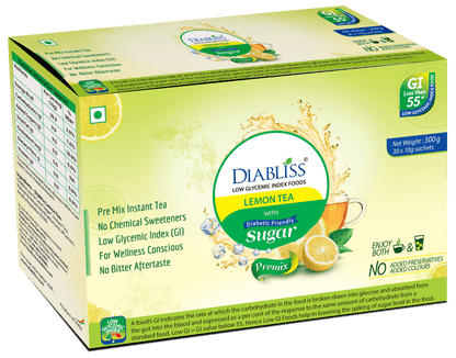 Diabliss Herbal Lemon Tea Sachets With Diabetic Friendly Sugar
