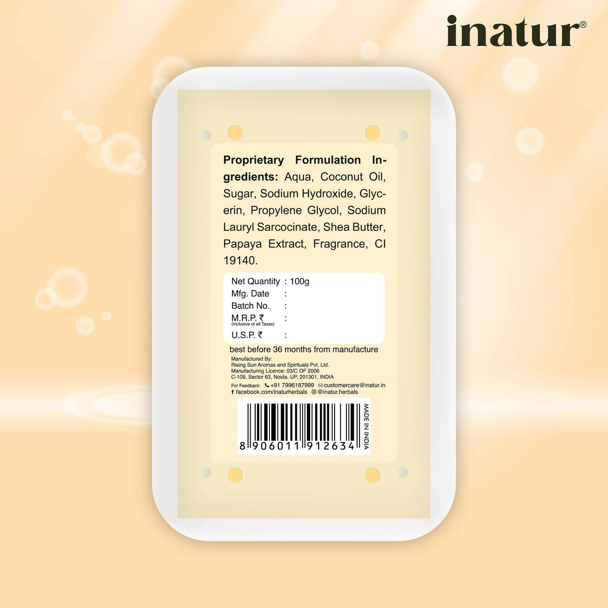 Inatur Papaya and Coconut Soap