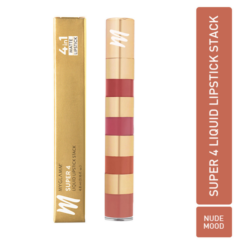 MyGlamm Super 4 Liquid Lipstick Stack - Nude Mood