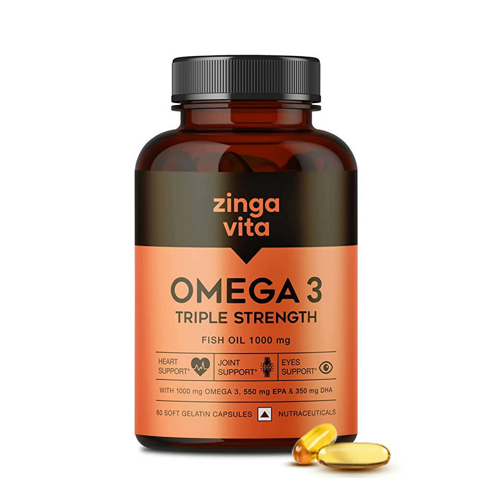 Buy Zingavita Triple Strength Omega 3 Fish Oil 1000 mg Softgel Capsules from DrMediCart, Ship from India to USA