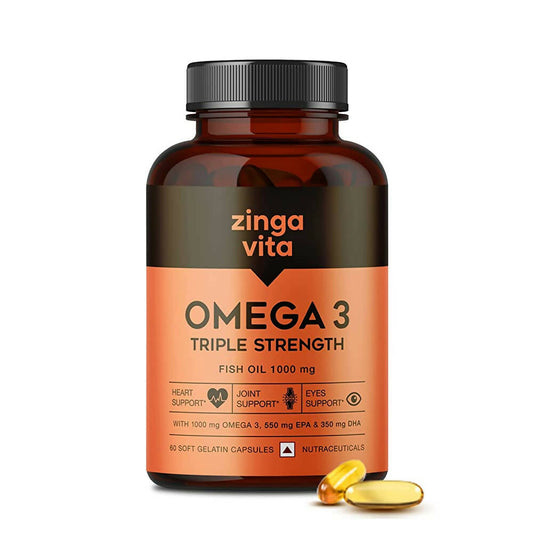 Buy Zingavita Triple Strength Omega 3 Fish Oil 1000 mg Softgel Capsules from DrMediCart, Ship from India to USA