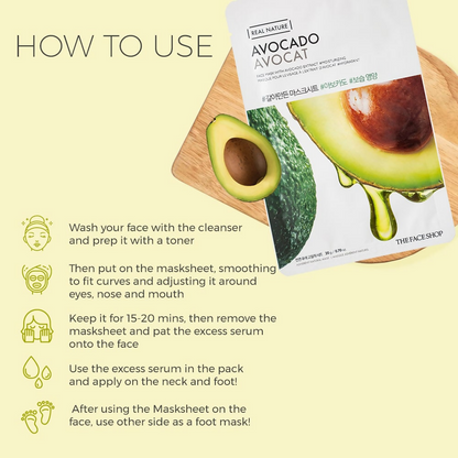 The Face Shop Real Nature Avocado Face Mask - Korean Skincare