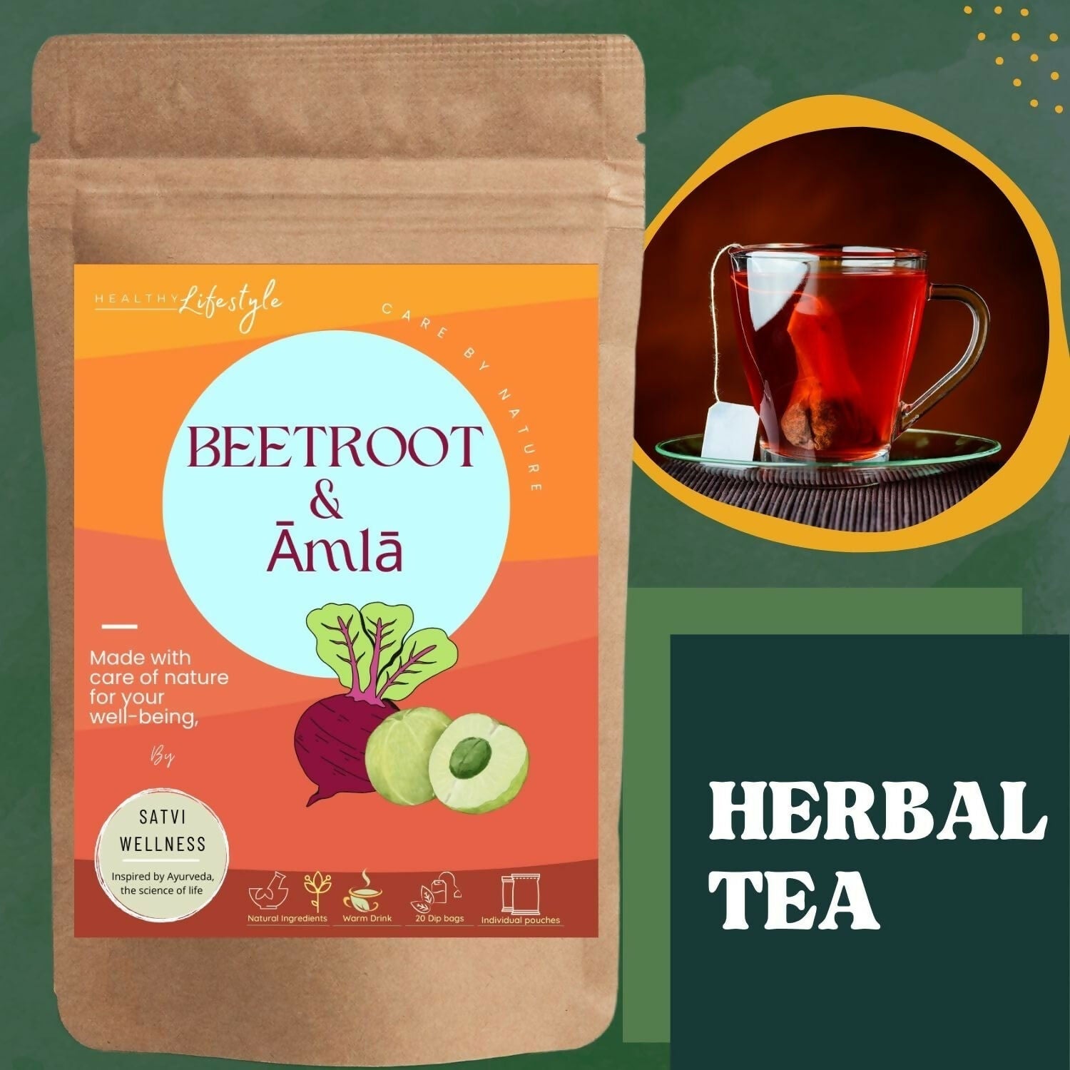 Satvi Wellness Beetroot Amla Tea Bags