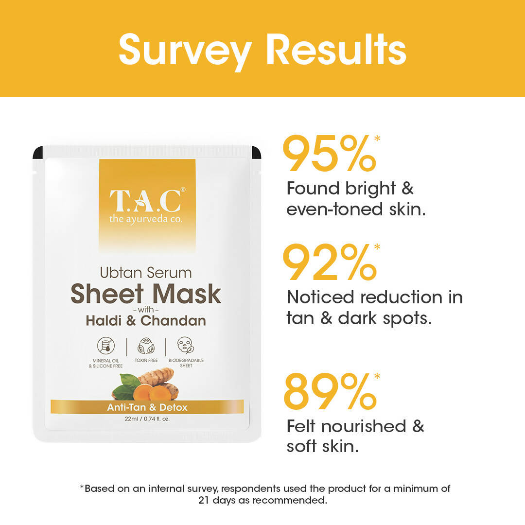 TAC - The Ayurveda Co. Ubtan Serum Sheet Mask | with Sandalwood, Saffron & Turmeric - DrMediCart
