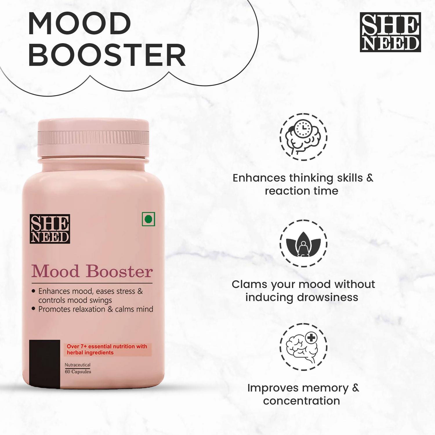 SheNeed Mood Booster For Mood Disorder Supplements Capsules