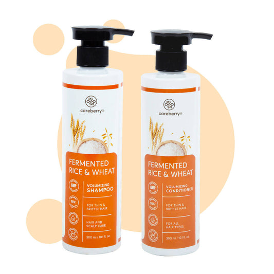 Careberry Fermented Rice Water & Wheat Volumizing Shampoo + Conditioner For Thin & Brittle Hair - DrMediCart