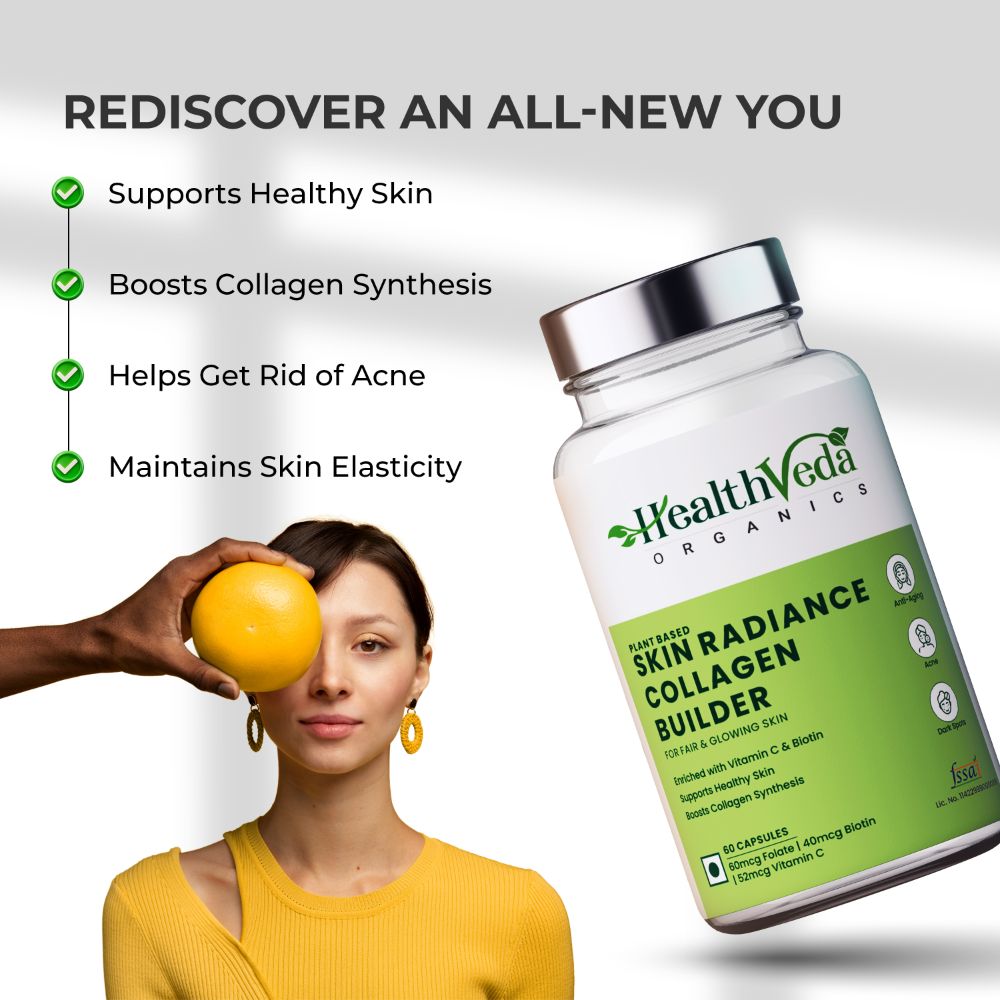 Health Veda Organics Plant Based Skin Radiance Collagen Builder Capsules