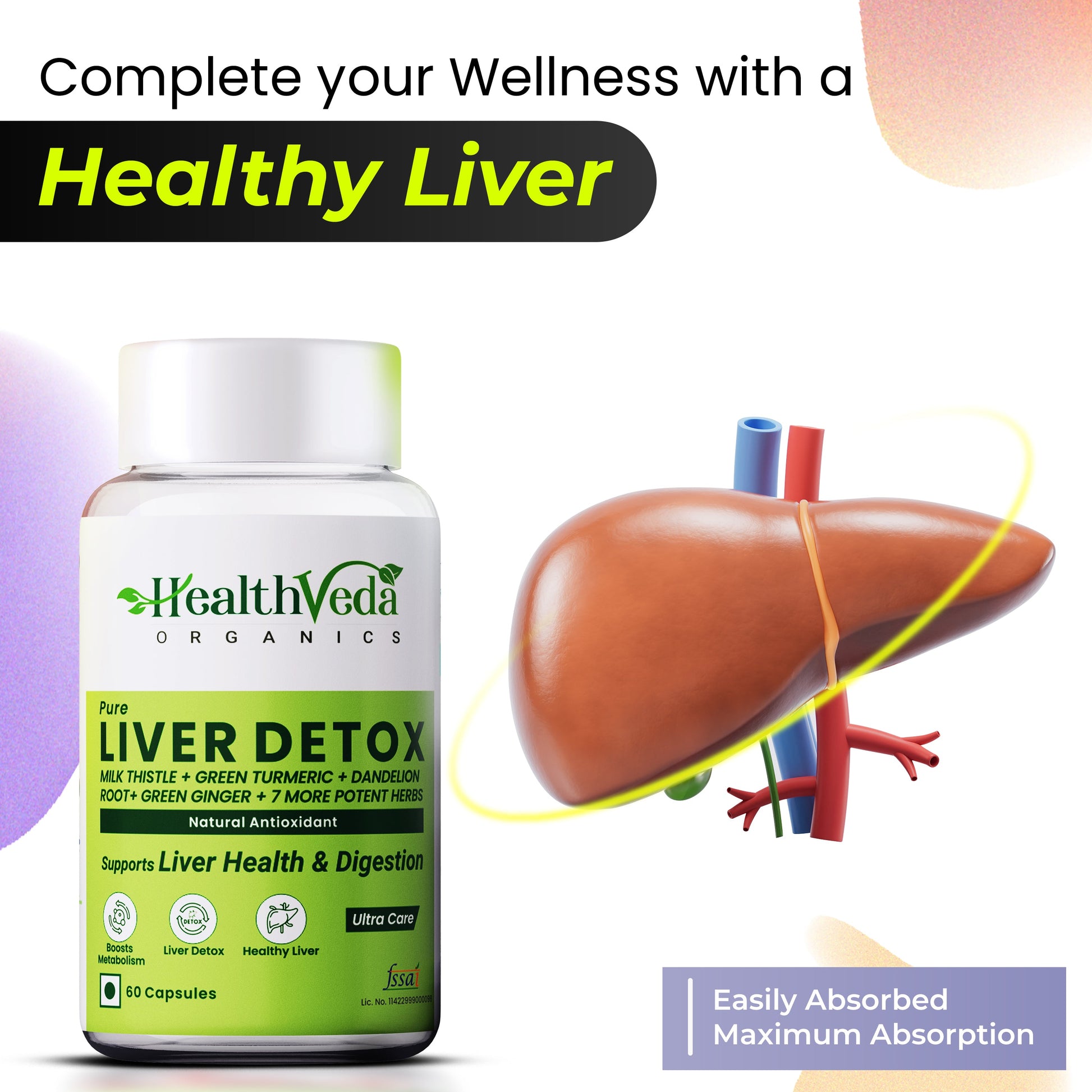 Health Veda Organics Plant Based Liver Detox Capsules
