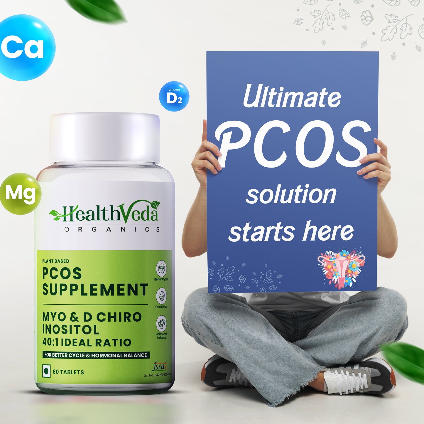 Health Veda Organics Plant Based PCOS Multivitamin Supplement Tablets