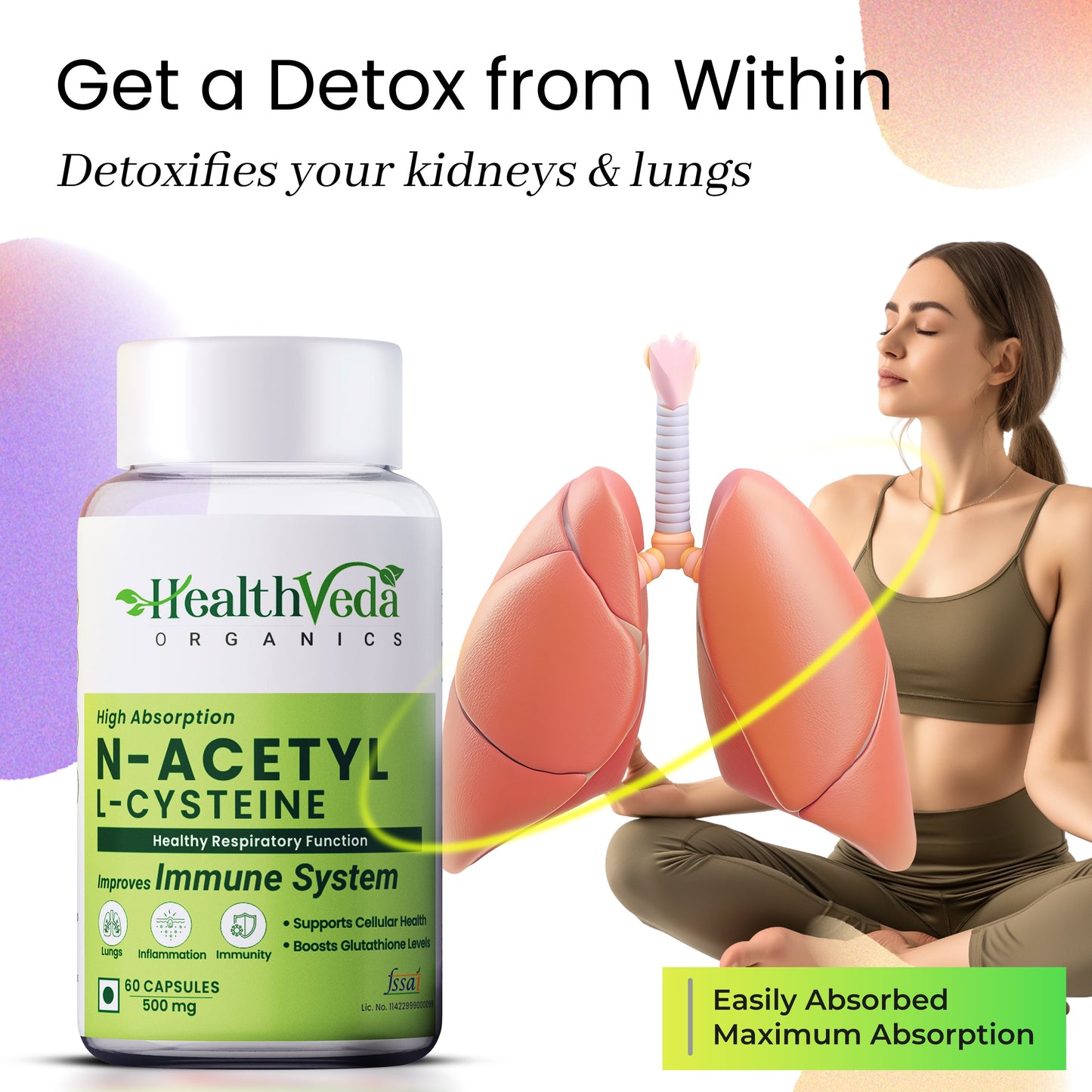 Health Veda Organics N - Acetyl L - Cysteine Veg Capsules