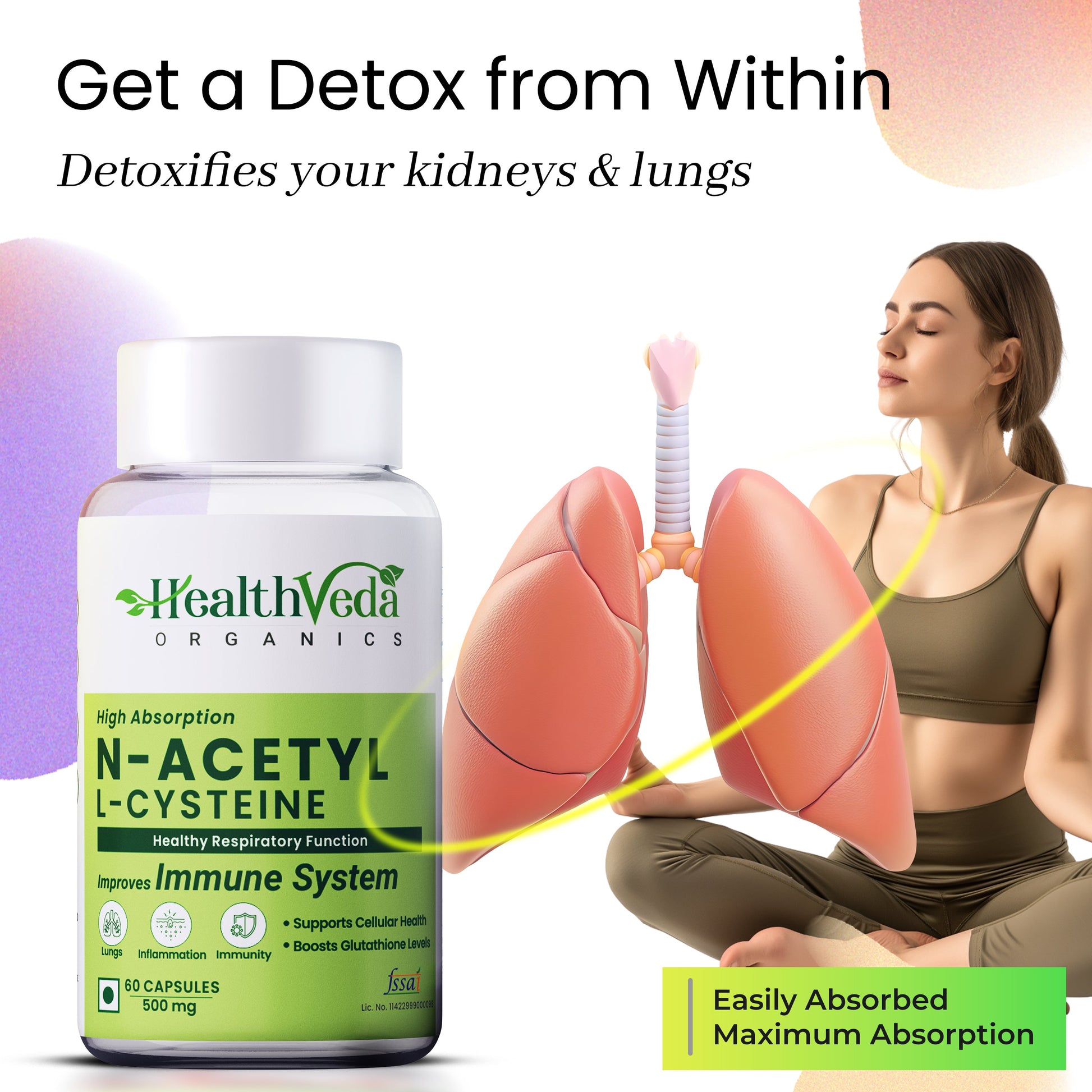 Health Veda Organics N - Acetyl L - Cysteine Veg Capsules