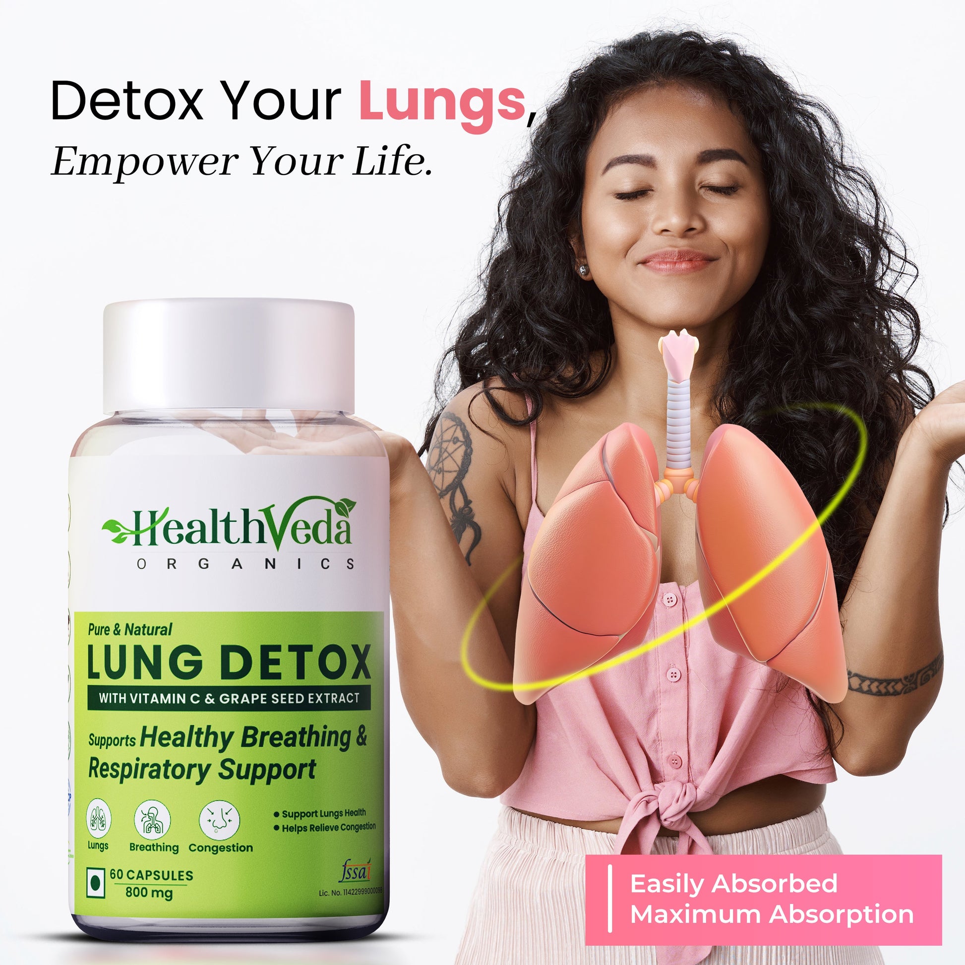 Health Veda Organics Lung Detox Veg Capsules