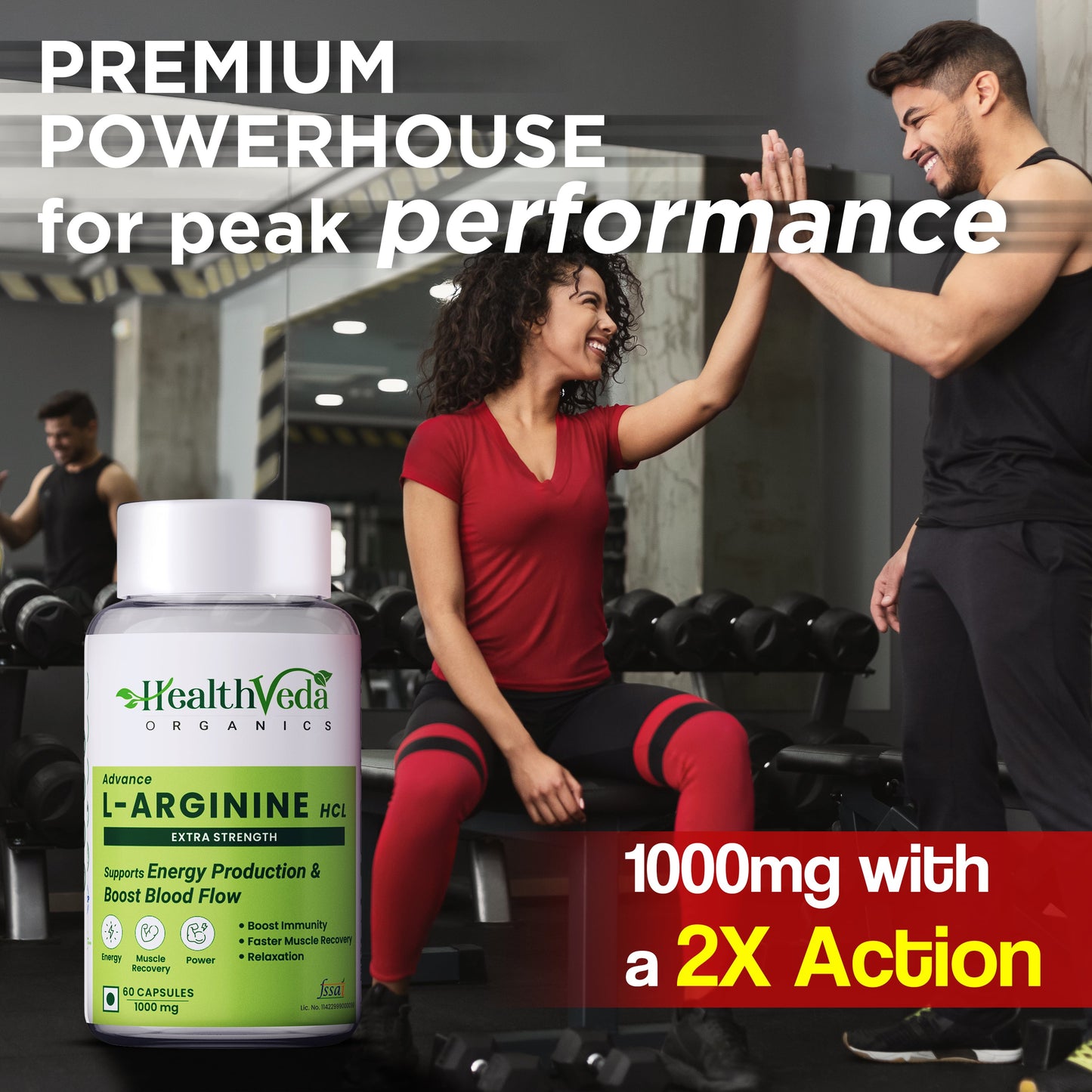 Health Veda Organics L Arginine Veg Capsules