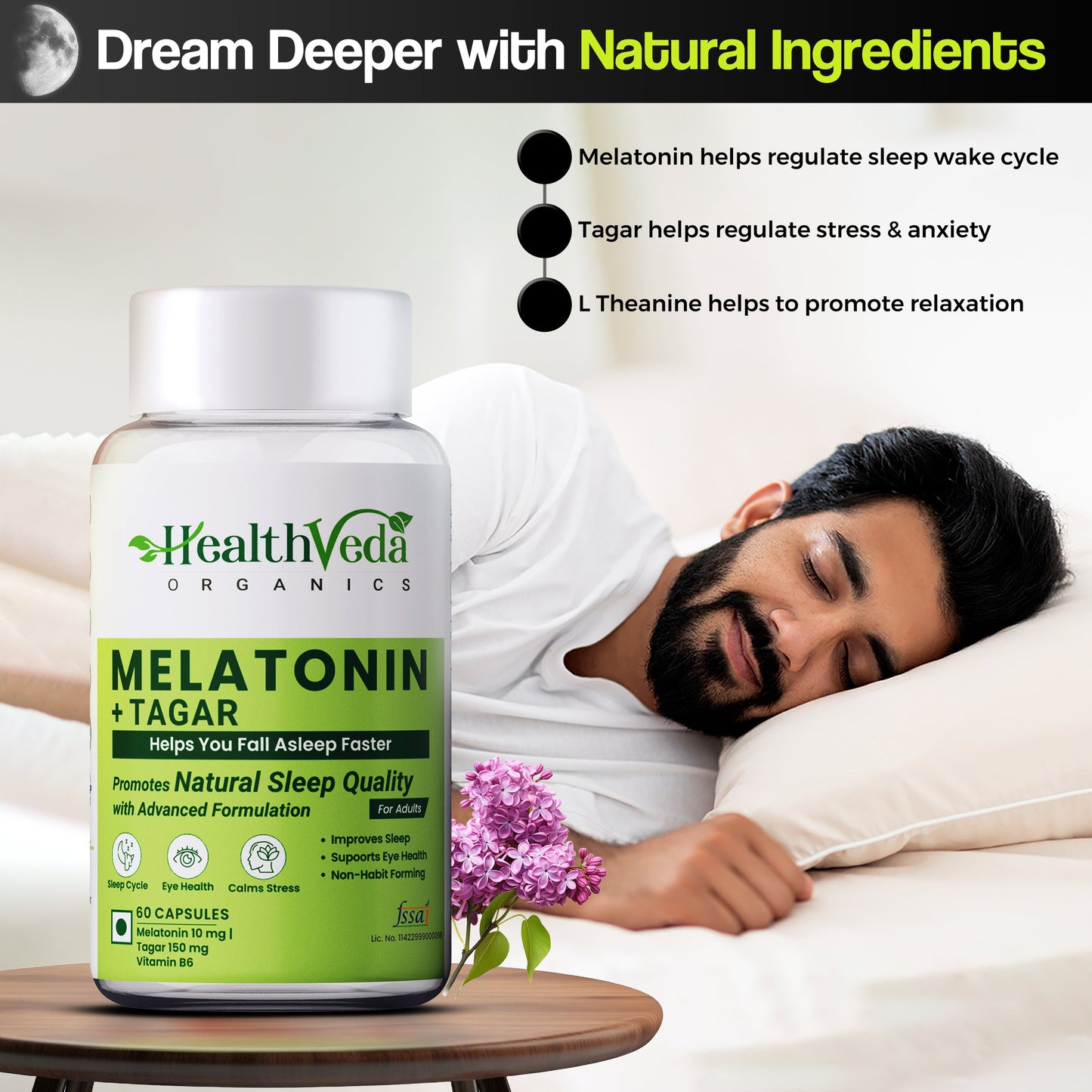 Health Veda Organics Melatonin Sleep & Relaxation Capsules