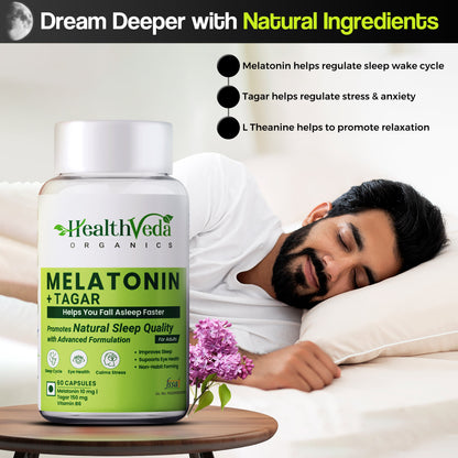 Health Veda Organics Melatonin Sleep & Relaxation Capsules