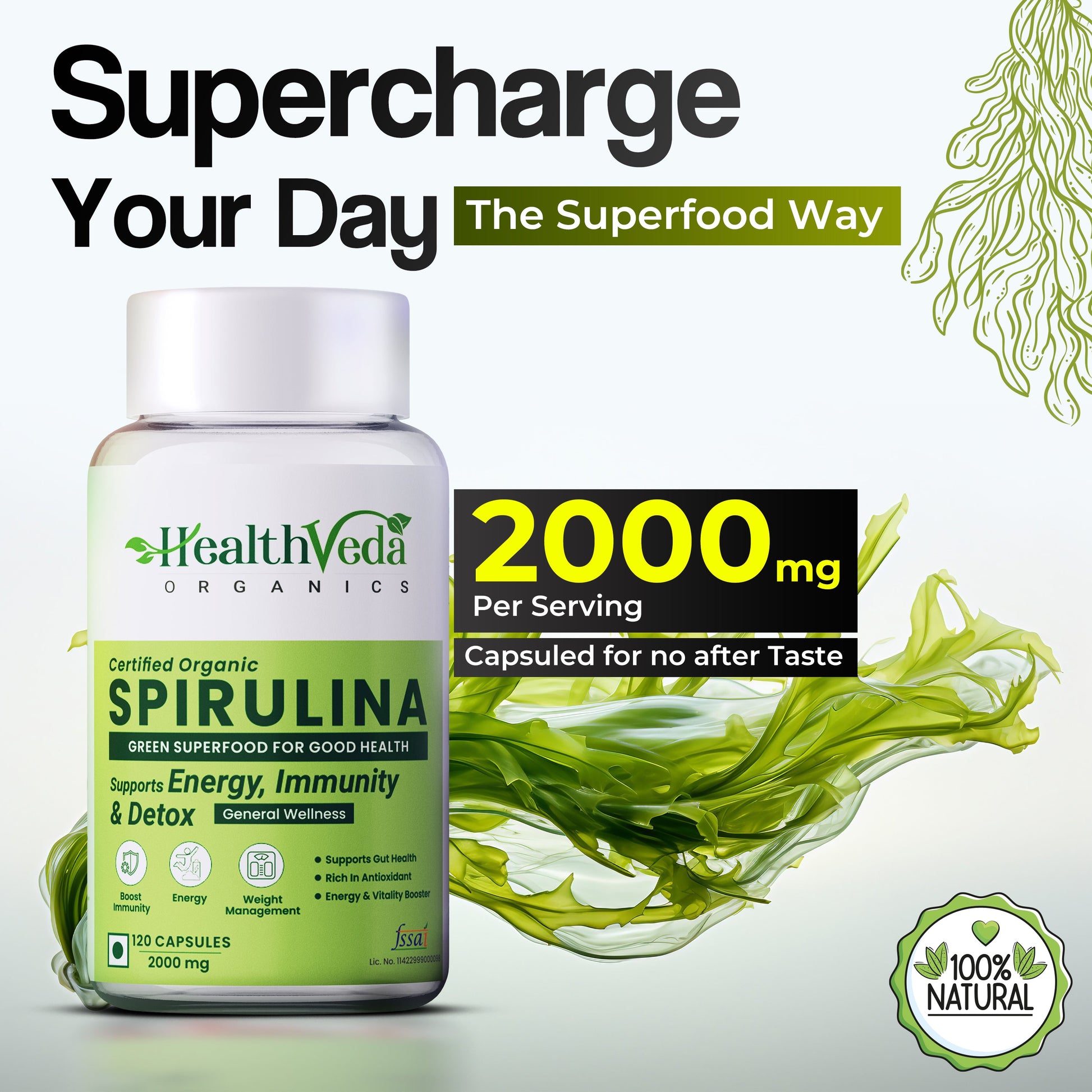 Health Veda Organics Spirulina Capsules