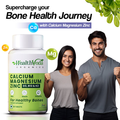 Health Veda Organics Calcium Magnesium & Zinc Vitamin D3 & B12 Tablets