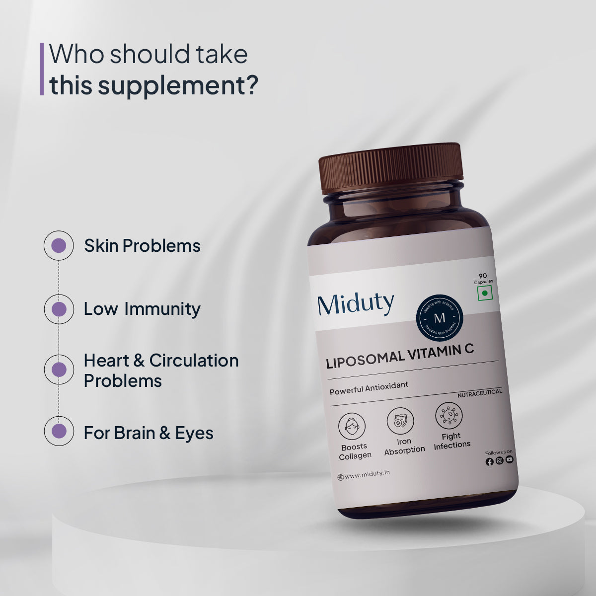 Miduty by Palak Notes Patented Liposomal Vitamin C Capsules