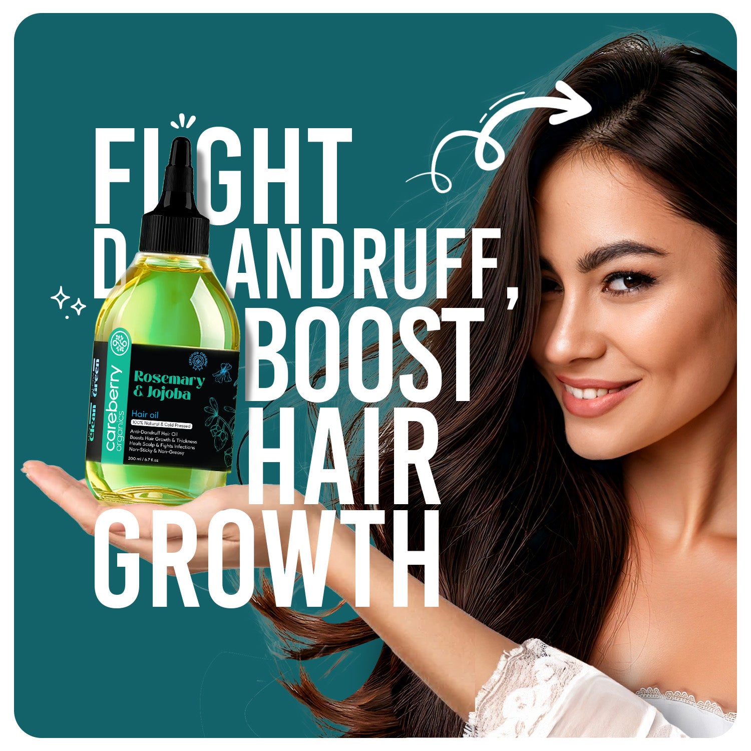 Careberry 100% Organic Rosemary & Jojoba Anti Dandruff Hair Oil