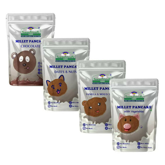 Buy TummyFriendly Foods Aluminium-Free Millet Pancake Mixes Trial Packs with Chocolate, Nuts, Seeds, Veggies from DrMediCart, Ship from India to USA