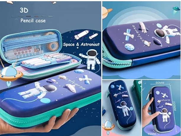 3D EVA Space Pencil Case for Kids - Pencil Pouch, New Kids Designer Pencil Pouch for Kids - Pencil Pouch for Kids (Space Design) - Drmedicart