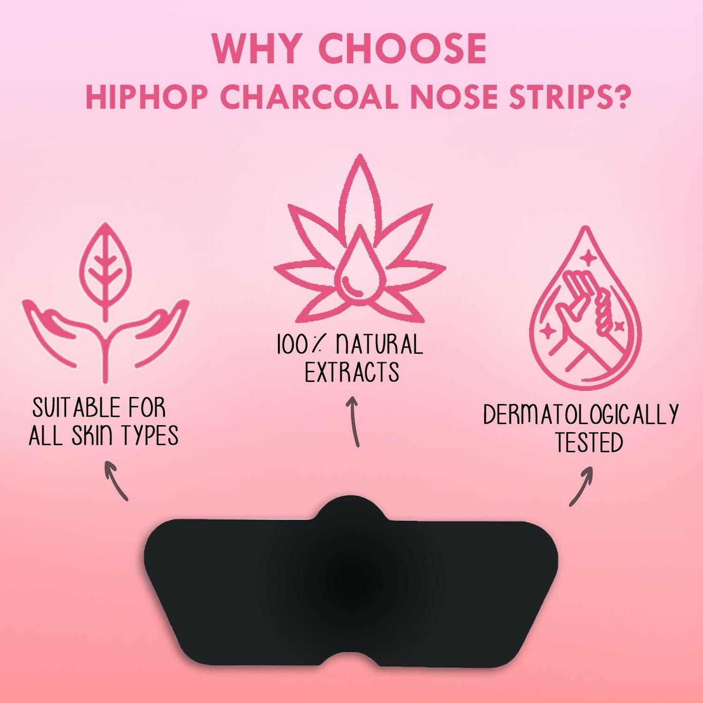 HipHop Skin Care Cleansing Charcoal Nose Strips For Blackheads, Whiteheads Remover, Pore Cleanser, with Natural Extracts