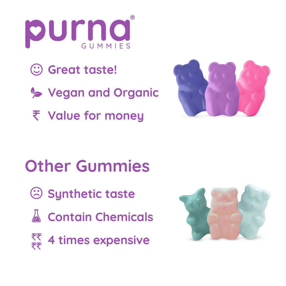 Purna Gummies Melatonin Wild Berry Flavour Gummies for Sleep Well & Reduced Stress