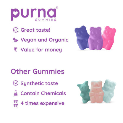 Purna Gummies Melatonin Wild Berry Flavour Gummies for Sleep Well & Reduced Stress