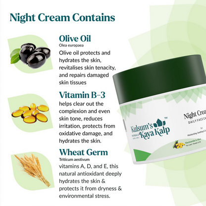 Kulsum's Kaya Kalp Night Cream For Skin Moisturization, Soothing & Collagen Boosting