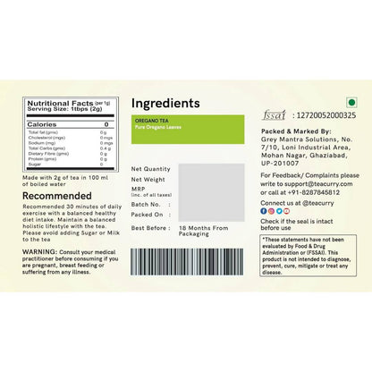 Teacurry Oregano Tea Bags - Drmedicart